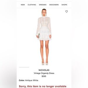 Nicholas White Eyelet Lace Dress